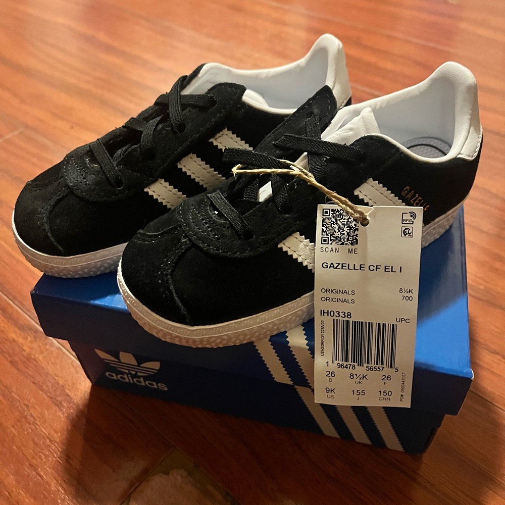 Adidas Kids Gazelle Black White Sneakers